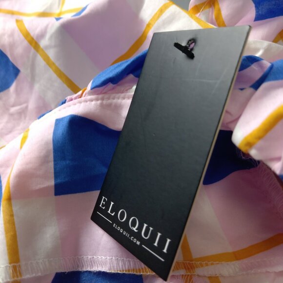 ELOQUII Women's Size 18 Short Puff Flutter Sleeve Pullover Blouse Geometric NEW - Picture 3 of 8